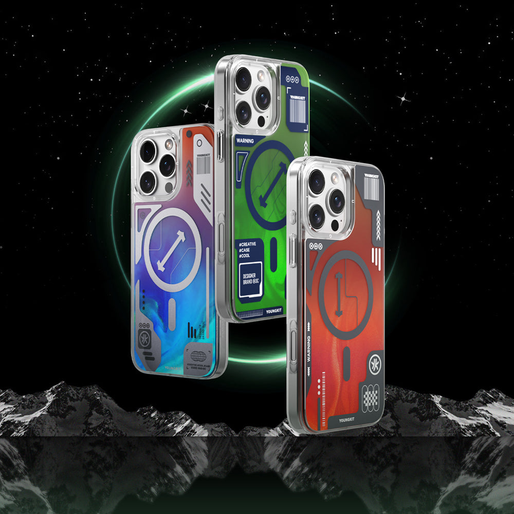 Apple iPhone 16 Pro Max Kılıf Magsafe Şarj Özellikli Parlak Kumlu Sıvılı Tasarımlı Galaxy Fantasy Serisi Kapak Mavi