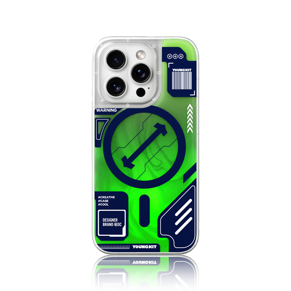 Apple iPhone 16 Pro Max Kılıf Magsafe Şarj Özellikli Parlak Kumlu Sıvılı Tasarımlı Galaxy Fantasy Serisi Kapak Mavi