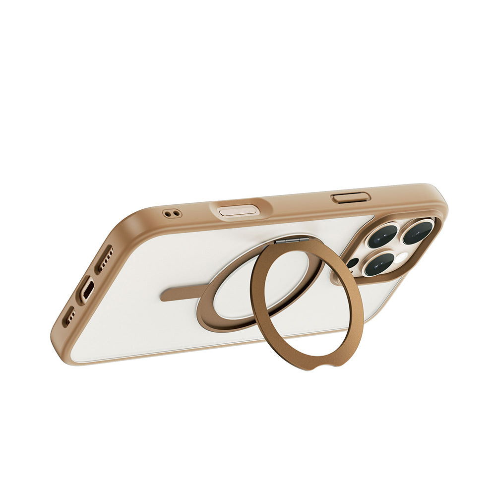 Apple iPhone 16 Pro Max Kılıf Magsafe Şarj Özellikli Parmak İzi Bırakmayan Wiwu FGG-202 Armor Ultra Serisi Kapak Gold