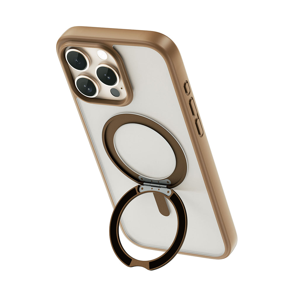 Apple iPhone 16 Pro Max Kılıf Magsafe Şarj Özellikli Parmak İzi Bırakmayan Wiwu FGG-202 Armor Ultra Serisi Kapak Gold