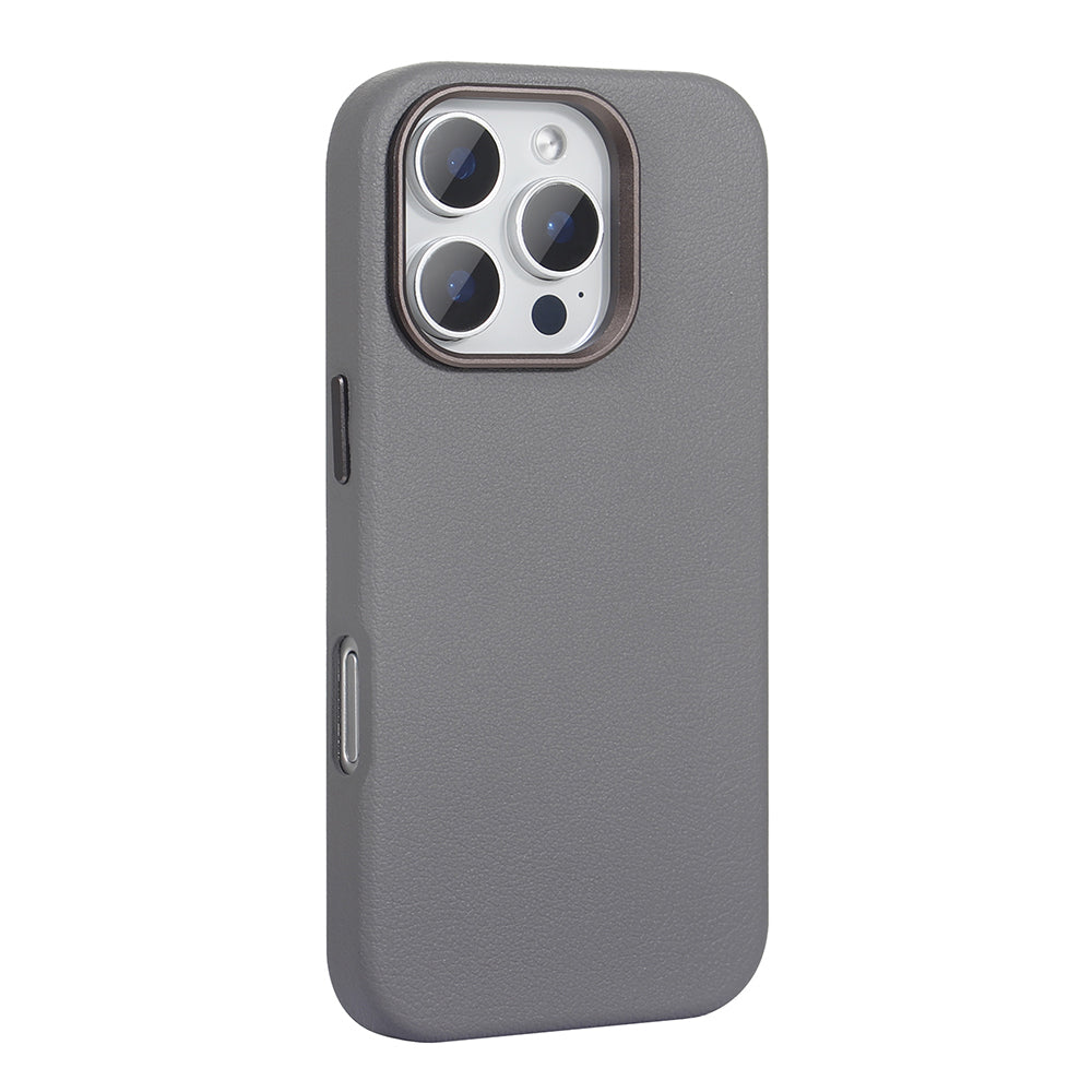 Apple iPhone 16 Pro Max Kılıf M-safe Şarj Özellikli PU Deri Zore Adora Kapak Gri