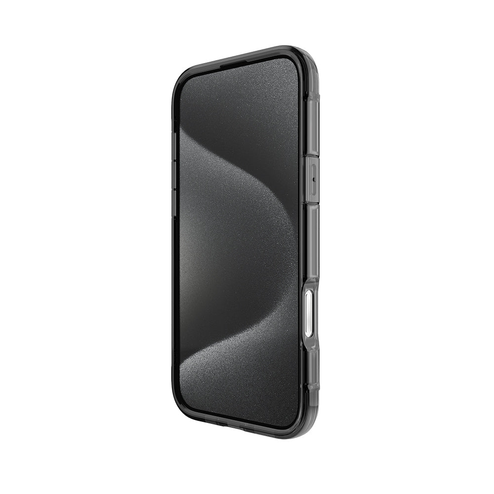 Apple iPhone 16 Pro Max Kılıf Magsafe Şarj Özellikli Raptic Air Serisi Airbag Tasarımlı Metal Köşelikli Şeffaf Kapak Siyah