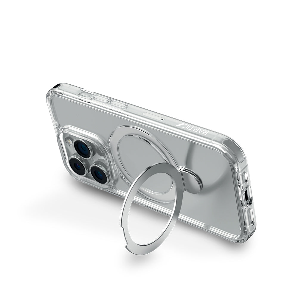 Apple iPhone 16 Pro Max Kılıf Magsafe Şarj Özellikli Raptic Air Stand Serisi Buzlu Transparan Tasarımlı Standlı Kapak Şeffaf