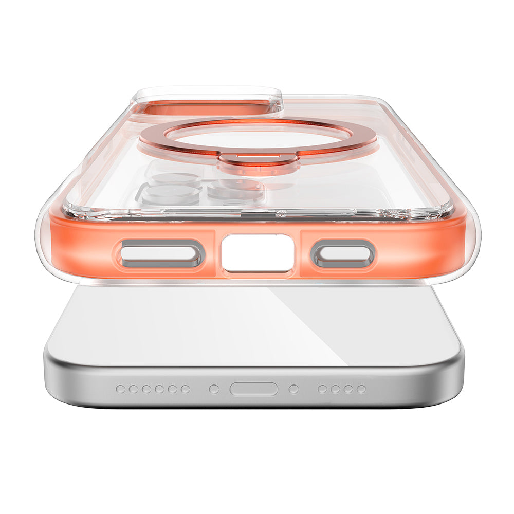 Apple iPhone 16 Pro Max Kılıf Magsafe Şarj Özellikli Raptic AirJoy Serisi 360 Derece Dönebilen Standlı Kapak Siyah-Gri