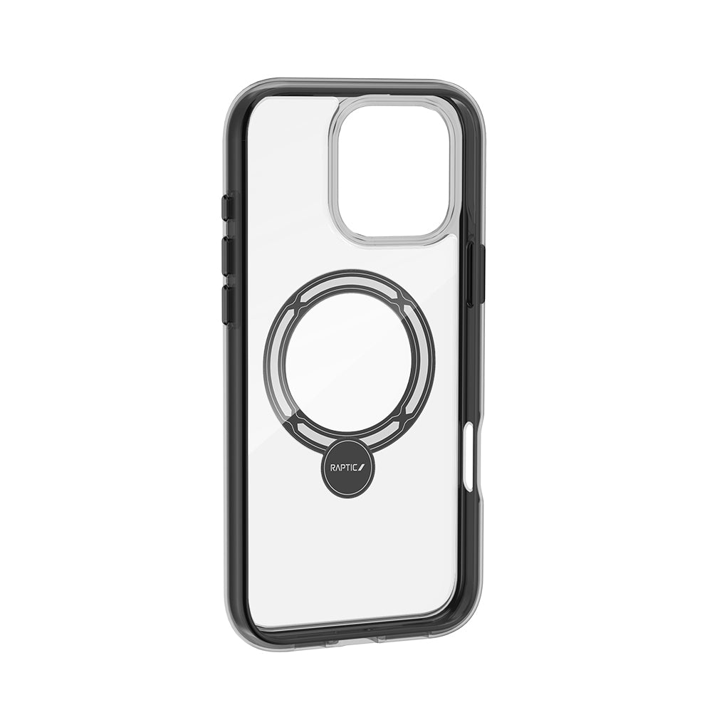 Apple iPhone 16 Pro Max Kılıf Magsafe Şarj Özellikli Raptic AirJoy Serisi 360 Derece Dönebilen Standlı Kapak Siyah-Gri