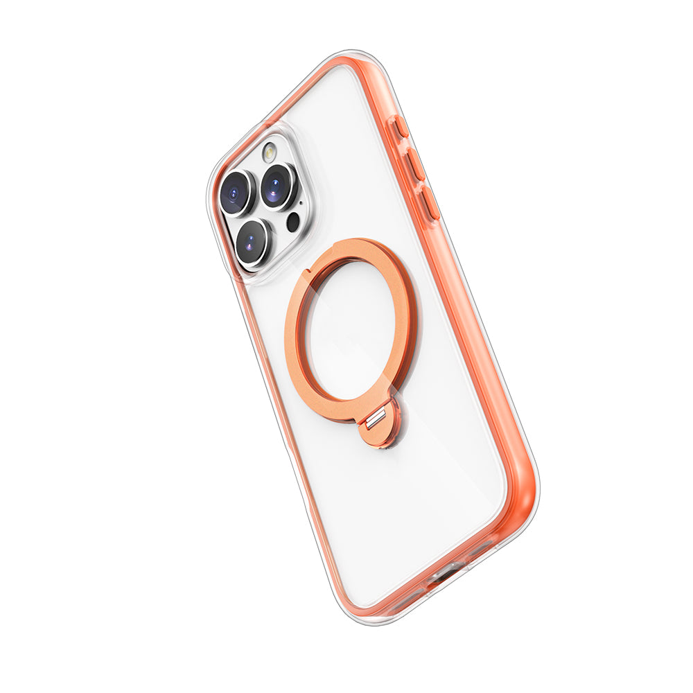 Apple iPhone 16 Pro Max Kılıf Magsafe Şarj Özellikli Raptic AirJoy Serisi 360 Derece Dönebilen Standlı Kapak Siyah-Gri