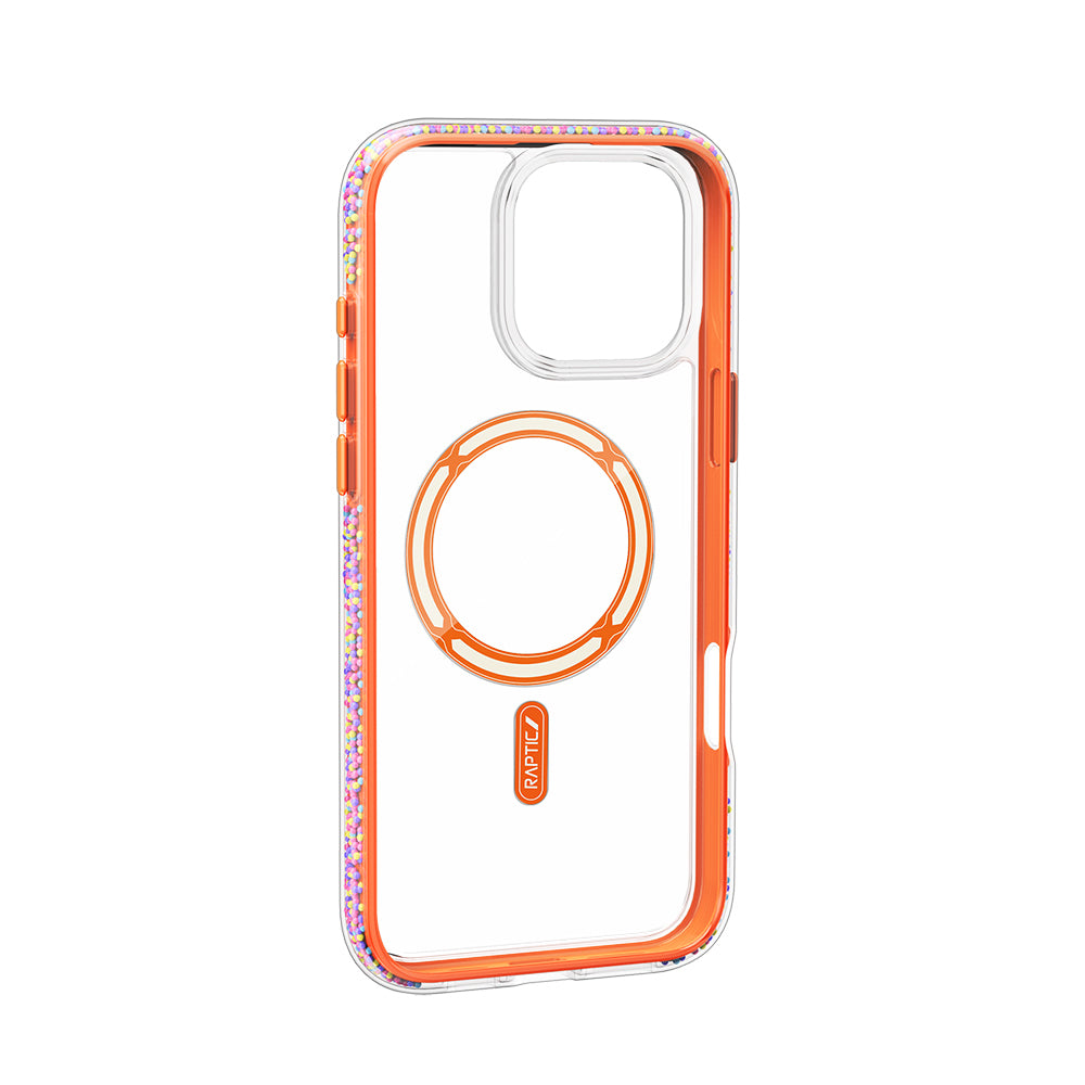 Apple iPhone 16 Pro Max Kılıf Magsafe Şarj Özellikli Raptic AirJoy Serisi Boncuk Tasarımlı Şeffaf Kapak Siyah-Gri