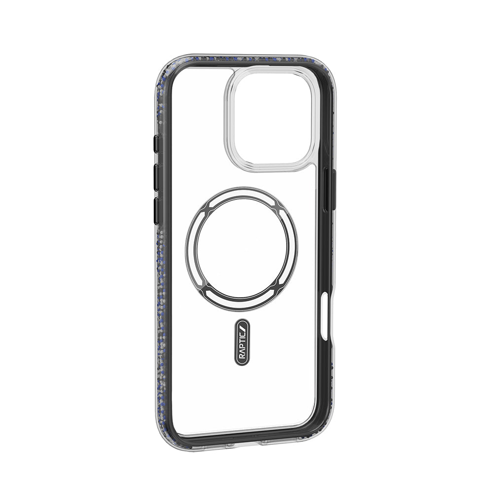 Apple iPhone 16 Pro Max Kılıf Magsafe Şarj Özellikli Raptic AirJoy Serisi Boncuk Tasarımlı Şeffaf Kapak Siyah-Gri