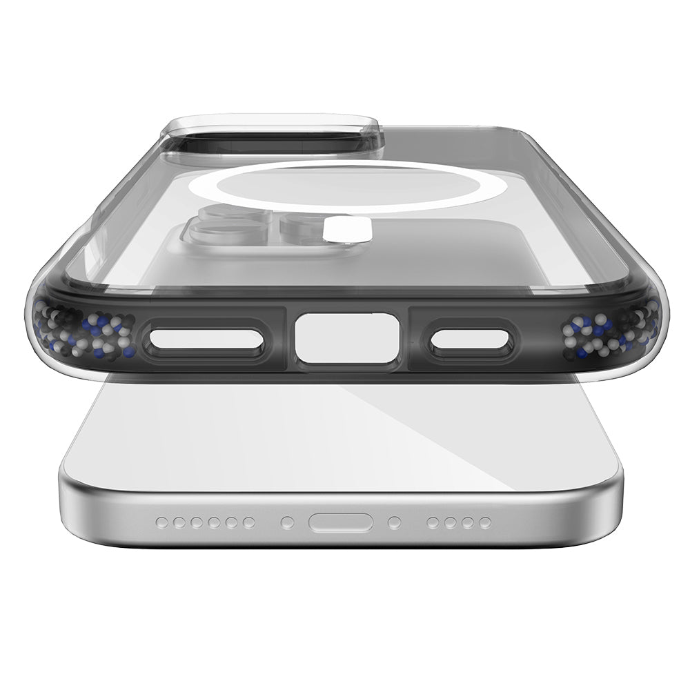 Apple iPhone 16 Pro Max Kılıf Magsafe Şarj Özellikli Raptic AirJoy Serisi Boncuk Tasarımlı Şeffaf Kapak Turuncu