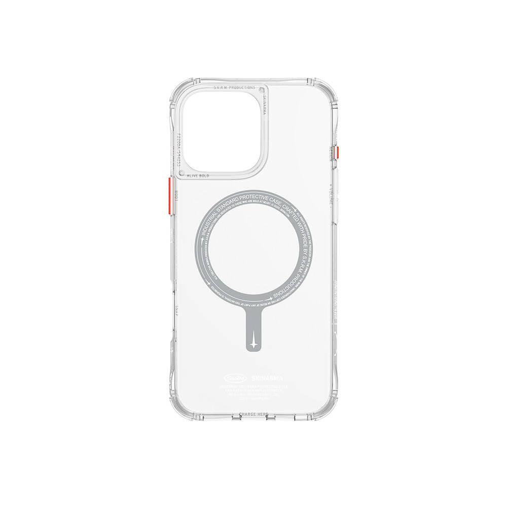 Apple iPhone 16 Pro Max Kılıf Magsafe Şarj Özellikli Şeffaf Airbag Tasarımlı Skinarma Saido Kapak Şeffaf