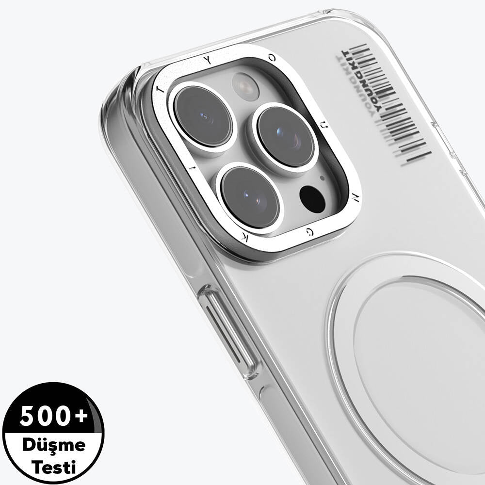 Apple iPhone 16 Pro Max Kılıf Magsafe Şarj Özellikli Şeffaf Youngkit Crystal Shield Serisi Kapak Siyah