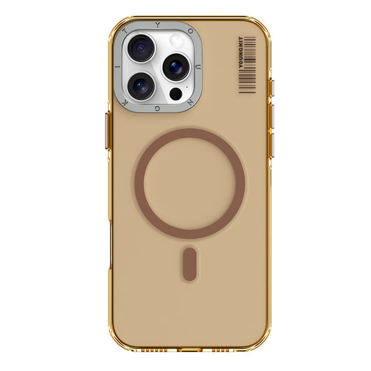 Apple iPhone 16 Pro Max Kılıf Magsafe Şarj Özellikli Şeffaf Youngkit Crystal Shield Serisi Kapak Gold
