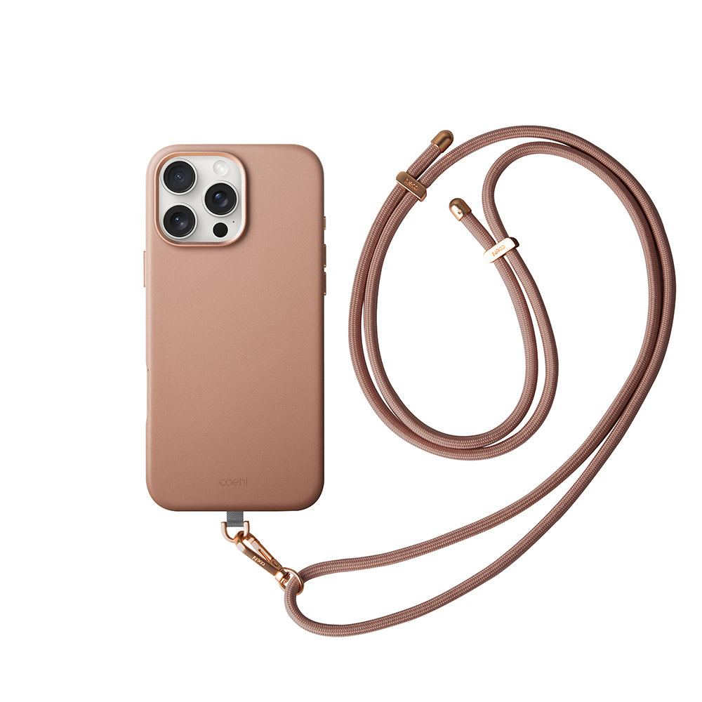 Apple iPhone 16 Pro Max Kılıf Magsafe Şarj Özellikli Soft Arka Yüzey Askı İpli Coehl Muse Kapak Krem