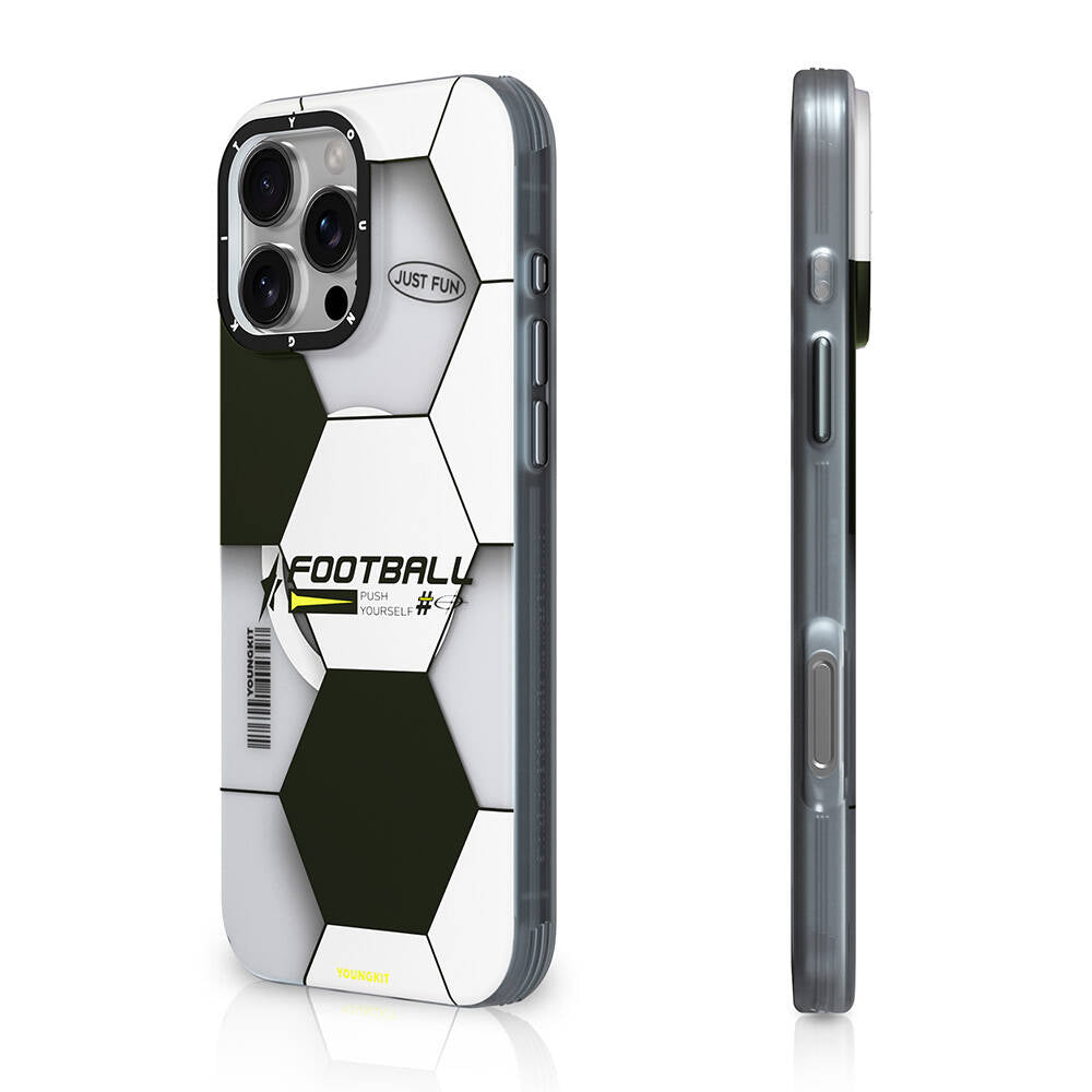 Apple iPhone 16 Pro Max Kılıf Magsafe Şarj Özellikli Spor Tasarımlı Youngkit Dynamic Serisi Kapak Beyaz-Siyah