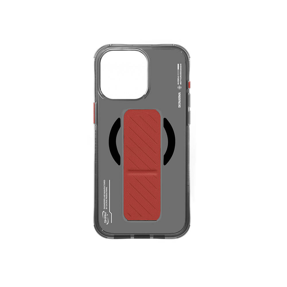 Apple iPhone 16 Pro Max Kılıf Magsafe Şarj Özellikli Teknoloji Desenli Standlı Skinarma Axon Kapak Titanyum