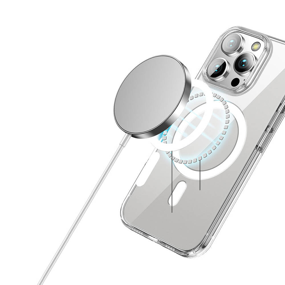 Apple iPhone 16 Pro Max Kılıf Magsafe Şarj Özellikli Transparan Sert PC Wlons Pita Kapak Şeffaf