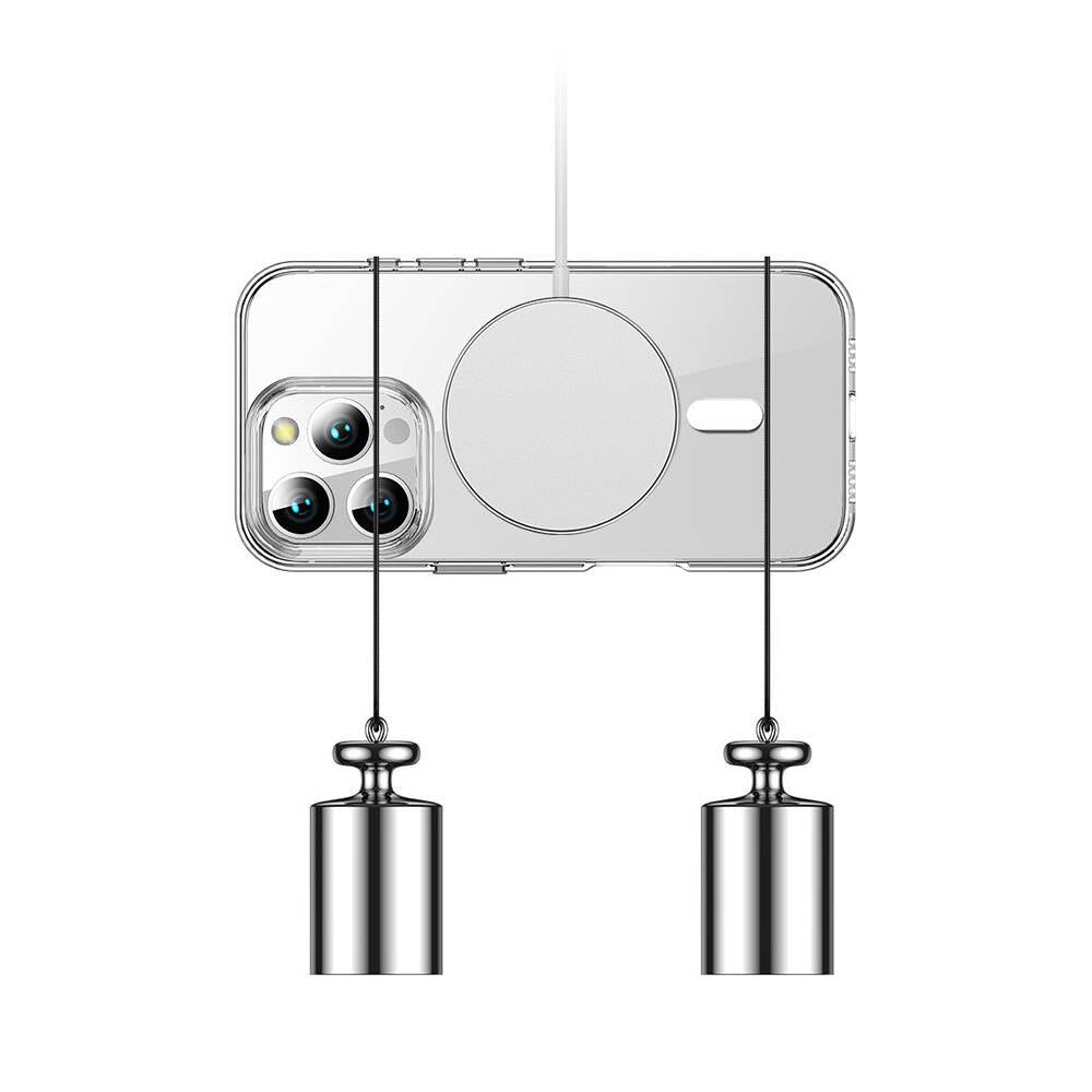 Apple iPhone 16 Pro Max Kılıf Magsafe Şarj Özellikli Transparan Sert PC Wlons Pita Kapak Şeffaf