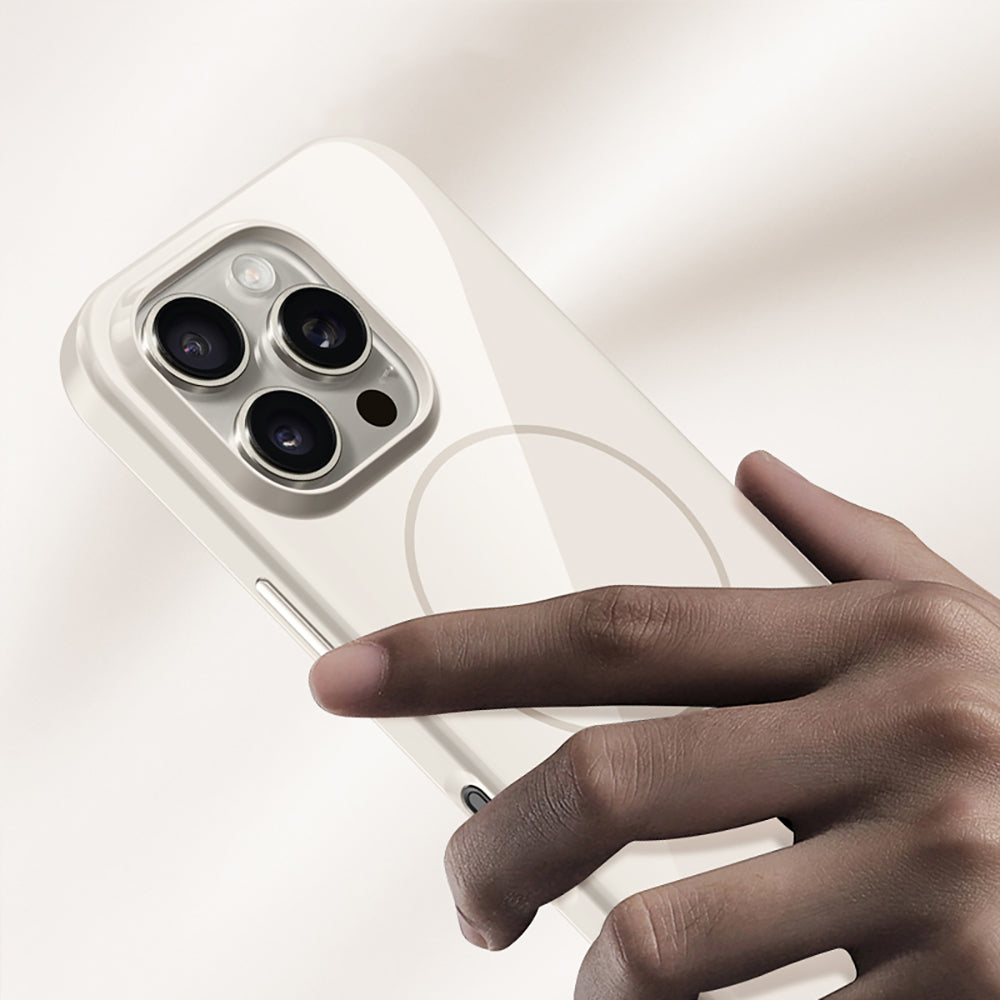 Apple iPhone 16 Pro Max Kılıf M-safe Şarj Özellikli Wlons Frego Kapak Krem