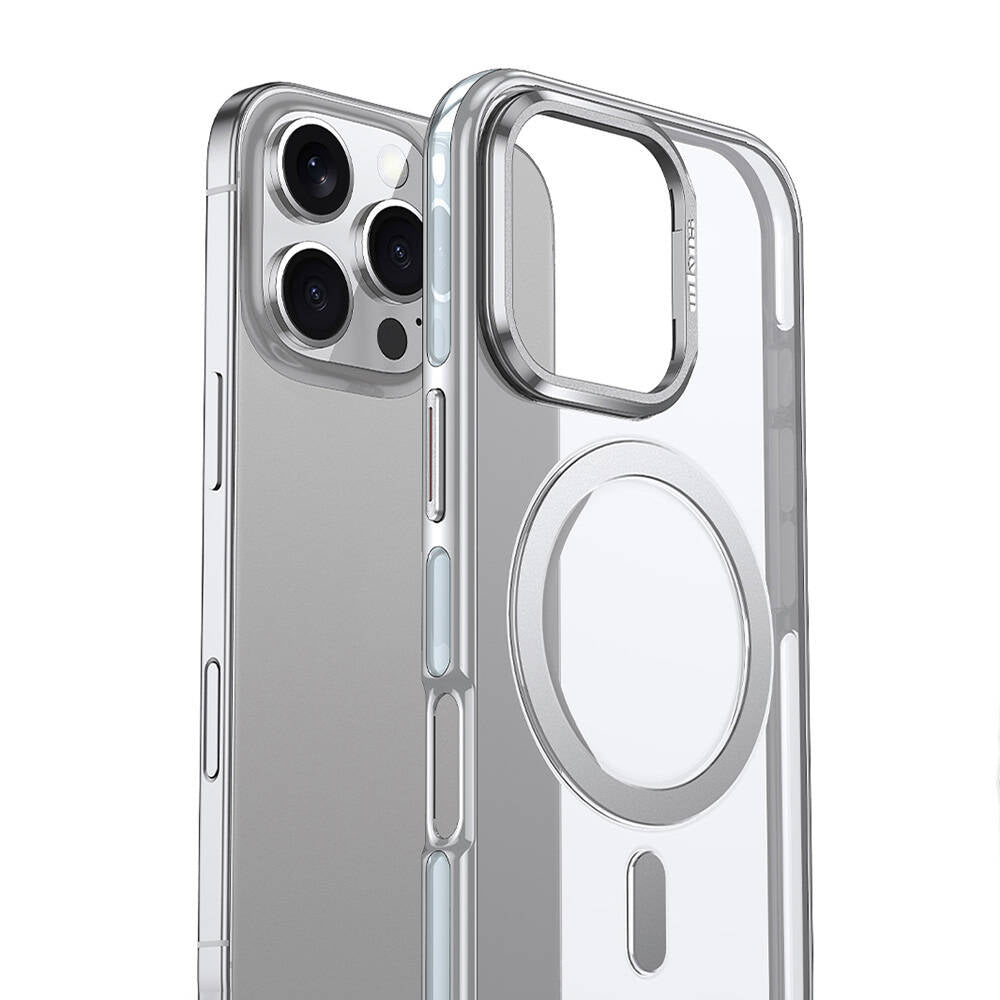 Apple iPhone 16 Pro Max Kılıf Magsafe Şarj Özellikli Wlons Standlı Efsane Kapak Gri