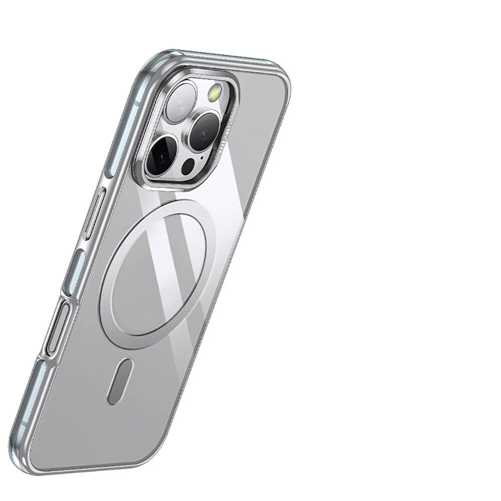 Apple iPhone 16 Pro Max Kılıf Magsafe Şarj Özellikli Wlons Standlı Efsane Kapak Gri