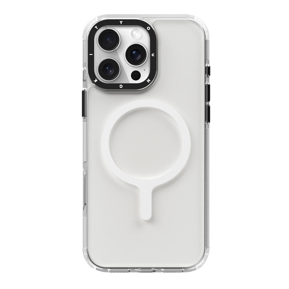 Apple iPhone 16 Pro Max Kılıf Magsafe Şarj Özellikli YoungKit Crystal Color Serisi Kapak Gri