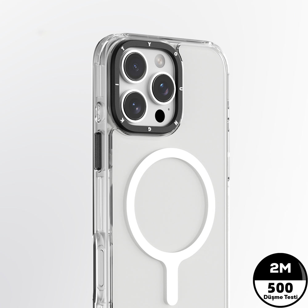 Apple iPhone 16 Pro Max Kılıf Magsafe Şarj Özellikli YoungKit Crystal Color Serisi Kapak Sarı