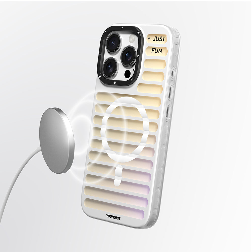 Apple iPhone 16 Pro Max Kılıf Magsafe Şarj Özellikli Youngkit Geek Serisi Kapak Beyaz