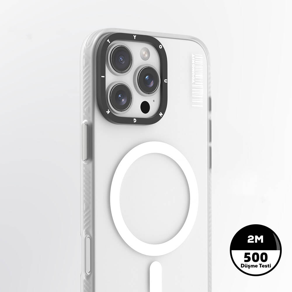 Apple iPhone 16 Pro Max Kılıf Magsafe Şarj Özellikli Youngkit Hidden Sand Serisi Kapak Siyah