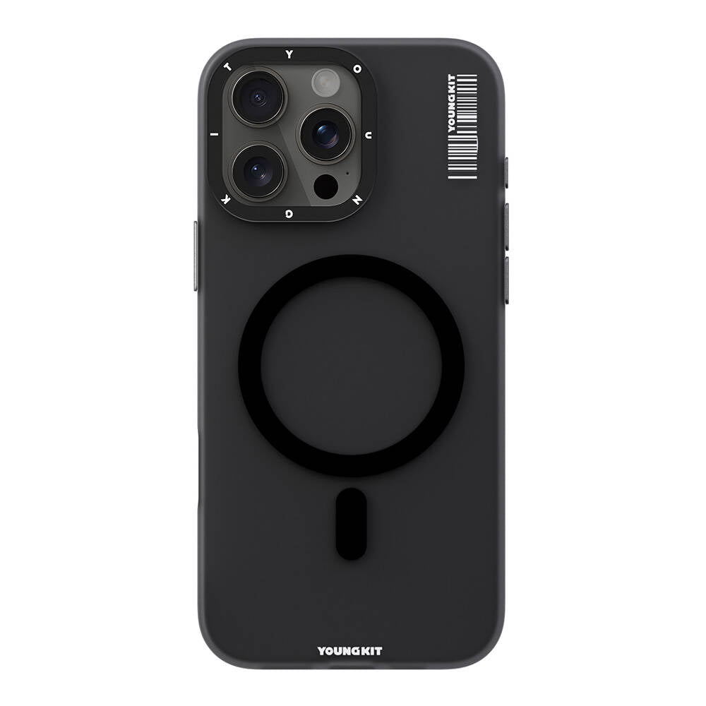 Apple iPhone 16 Pro Max Kılıf Magsafe Şarj Özellikli Youngkit Hidden Sand Serisi Kapak Siyah
