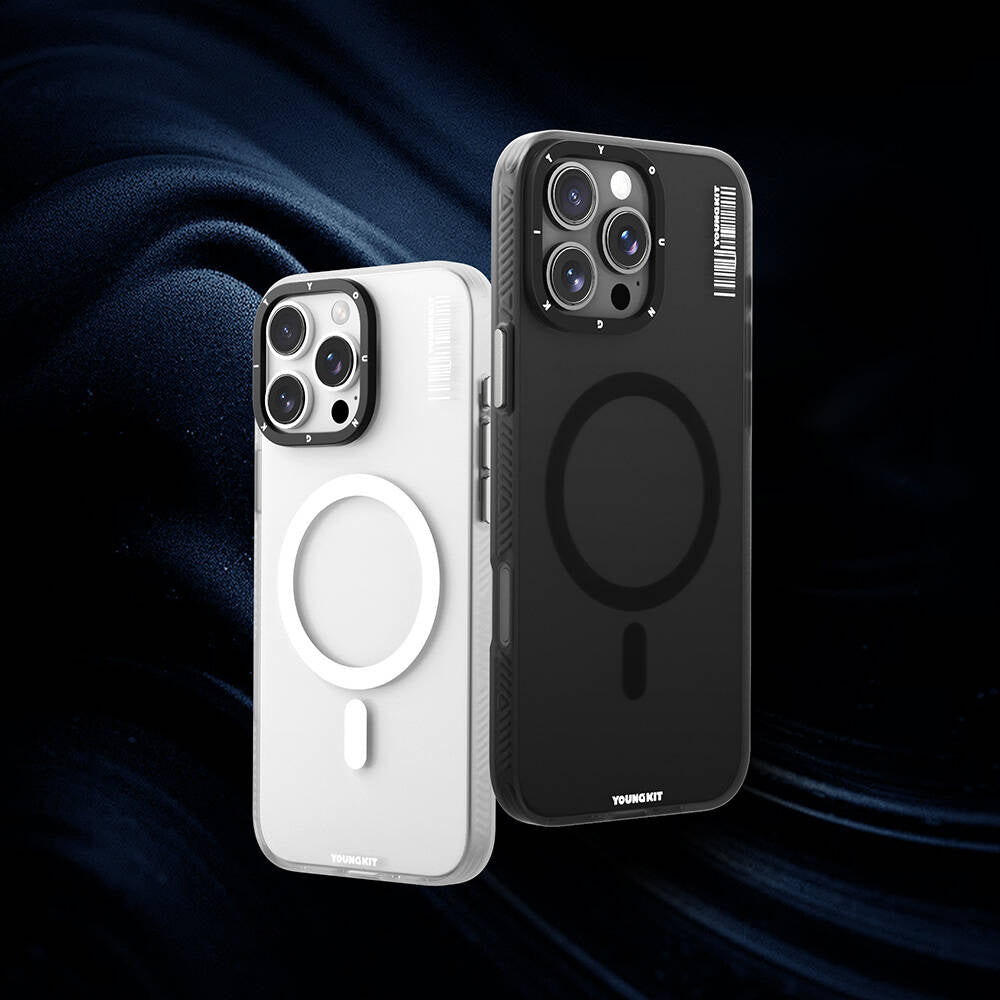 Apple iPhone 16 Pro Max Kılıf Magsafe Şarj Özellikli Youngkit Hidden Sand Serisi Kapak Siyah