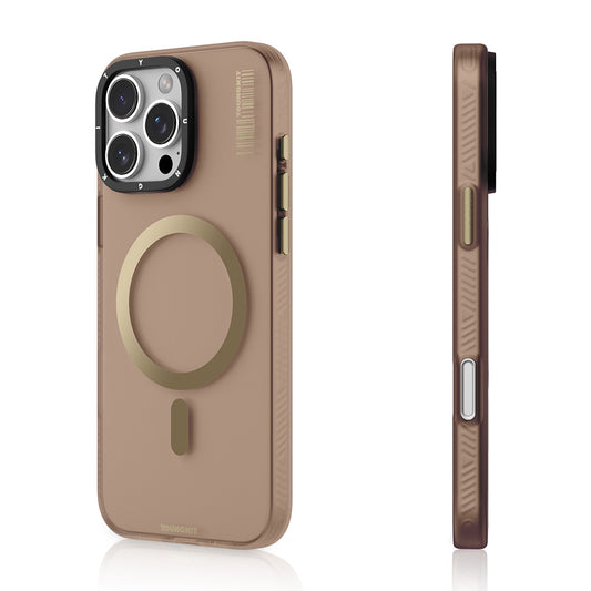 Apple iPhone 16 Pro Max Kılıf Magsafe Şarj Özellikli Youngkit Hidden Sand Serisi Kapak Gold