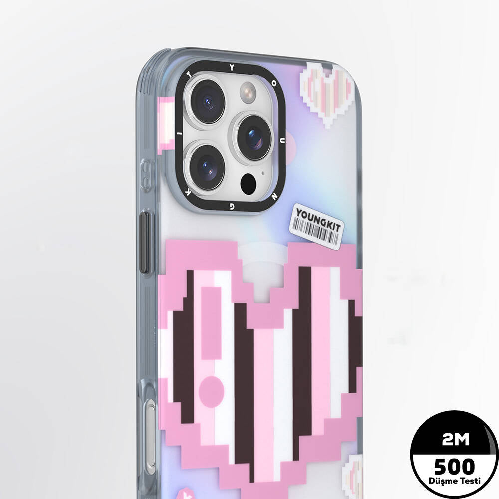 Apple iPhone 16 Pro Max Kılıf Magsafe Şarj Özellikli Youngkit Love Serisi Kapak Yeşil