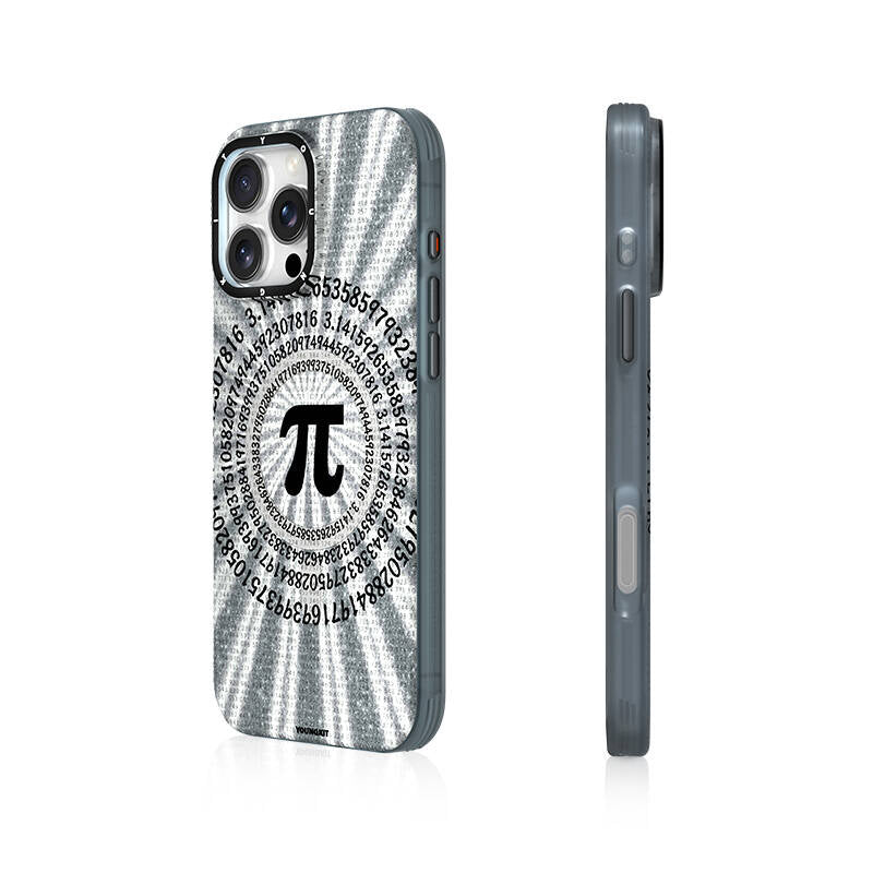 Apple iPhone 16 Pro Max Kılıf Magsafe Şarj Özellikli Youngkit Mathematical Serisi Kapak Gri