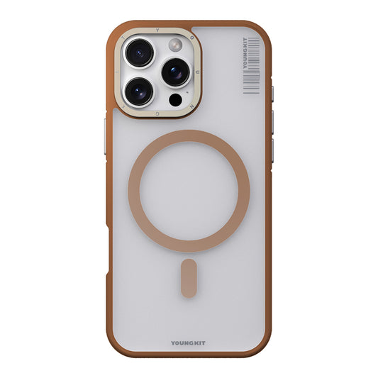 Apple iPhone 16 Pro Max Kılıf Magsafe Şarj Özellikli Youngkit Rock Sand Serisi Kapak Gold