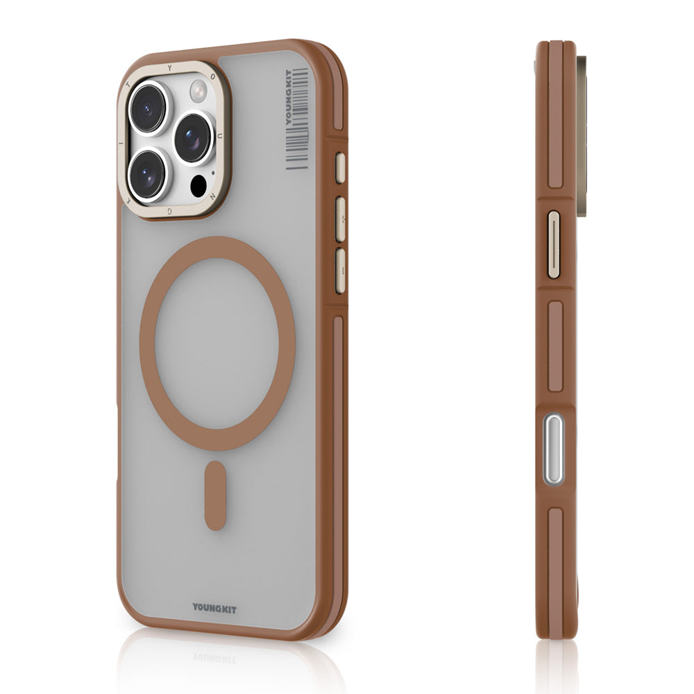 Apple iPhone 16 Pro Max Kılıf Magsafe Şarj Özellikli Youngkit Rock Sand Serisi Kapak Mavi