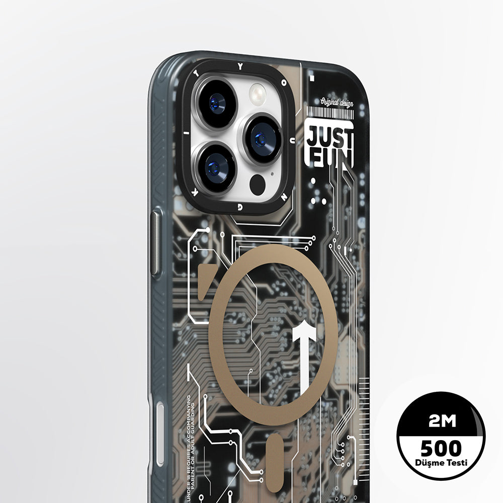 Apple iPhone 16 Pro Max Kılıf Magsafe Şarj Özellikli Youngkit Technology Serisi Kapak Mavi