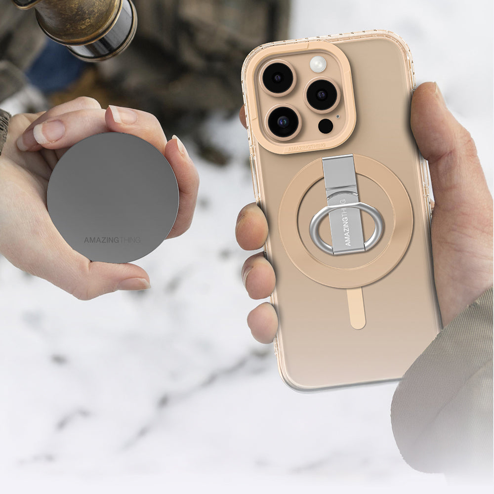 Apple iPhone 16 Pro Max Kılıf Magsafe Şarj Özellikli Yüzük Standlı Amazingthing Titan Pro Serisi Kapak Rose Gold