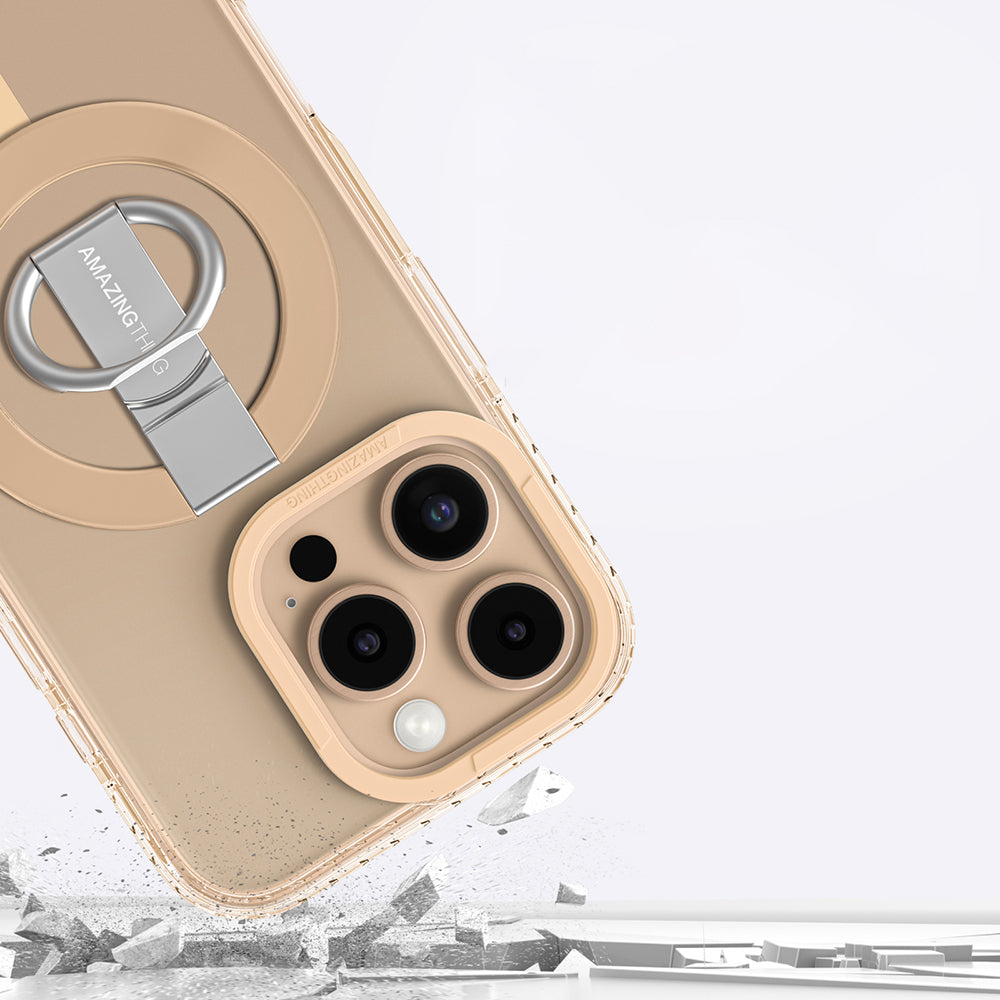 Apple iPhone 16 Pro Max Kılıf Magsafe Şarj Özellikli Yüzük Standlı Amazingthing Titan Pro Serisi Kapak Gri