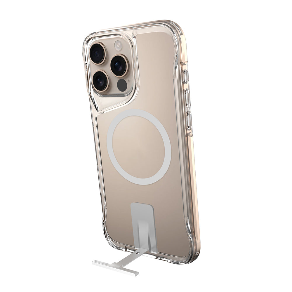Apple iPhone 16 Pro Max Kılıf M-safe Şarj Özellikli Zore T-Max Standlı Kapak Şeffaf