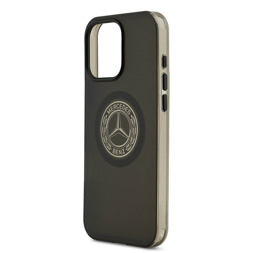 Apple iPhone 16 Pro Max Kılıf Mercedes Benz Orjinal Lisanslı M-safe Şarj Özellikli Buzlu PC Nostaljik Yıldız Dizayn Kapak Siyah
