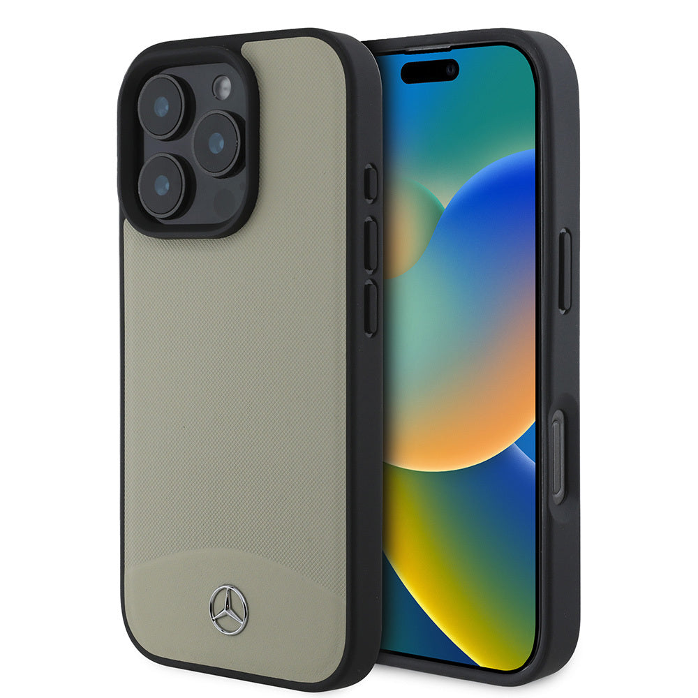 Apple iPhone 16 Pro Max Kılıf Mercedes Benz Orjinal Lisanslı Magsafe Şarj Özellikli Dokulu ve Düz Deri Kapak Siyah