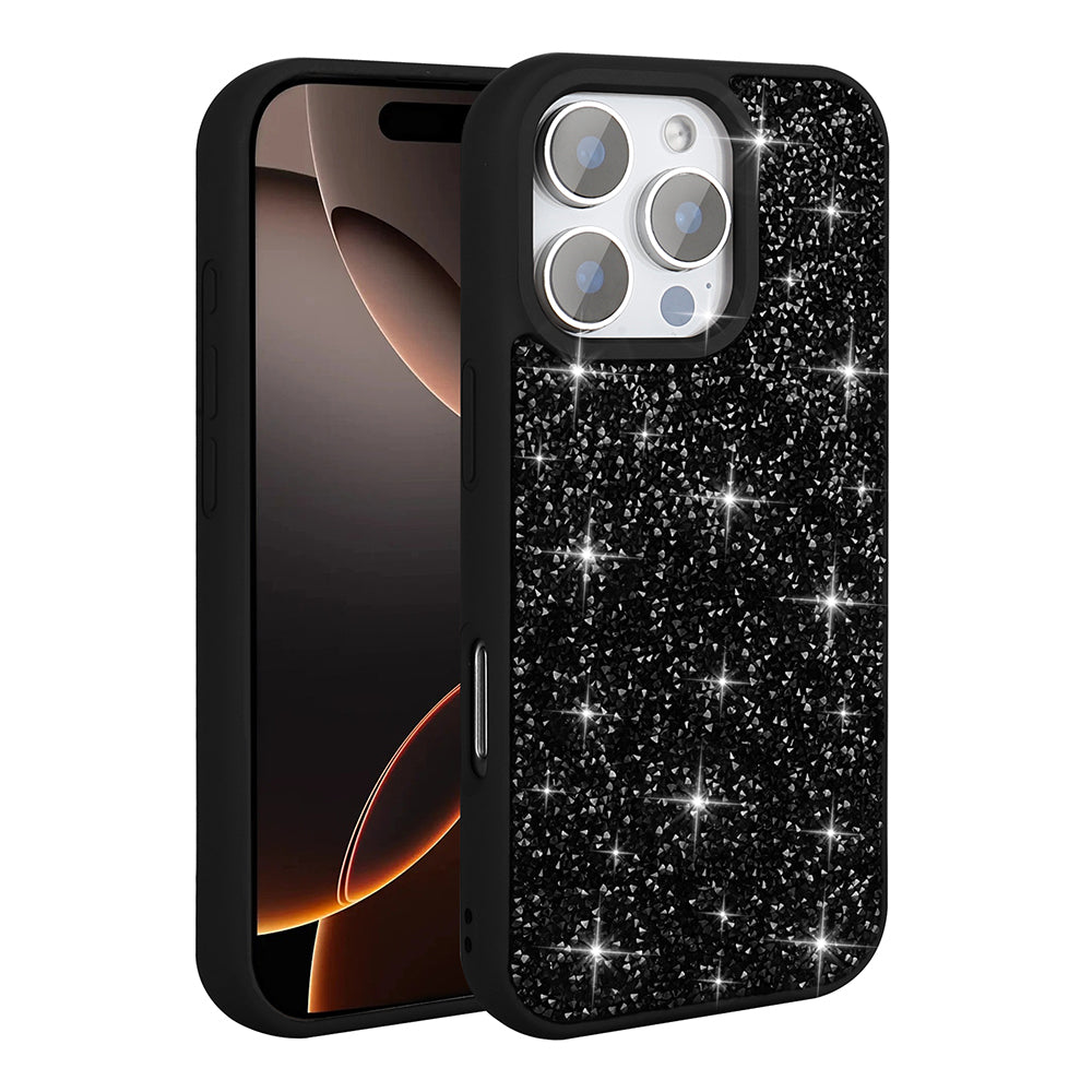 Apple iPhone 16 Pro Max Kılıf Parlak Taşlı Tasarım Zore Pırlanta Kapak Gri