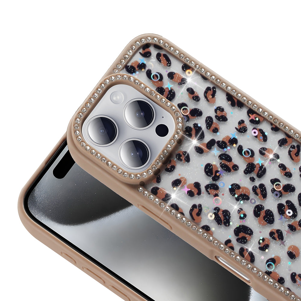 Apple iPhone 16 Pro Max Kılıf Taşlı ve Simli Tasarım Zore Azra Kapak Pembe