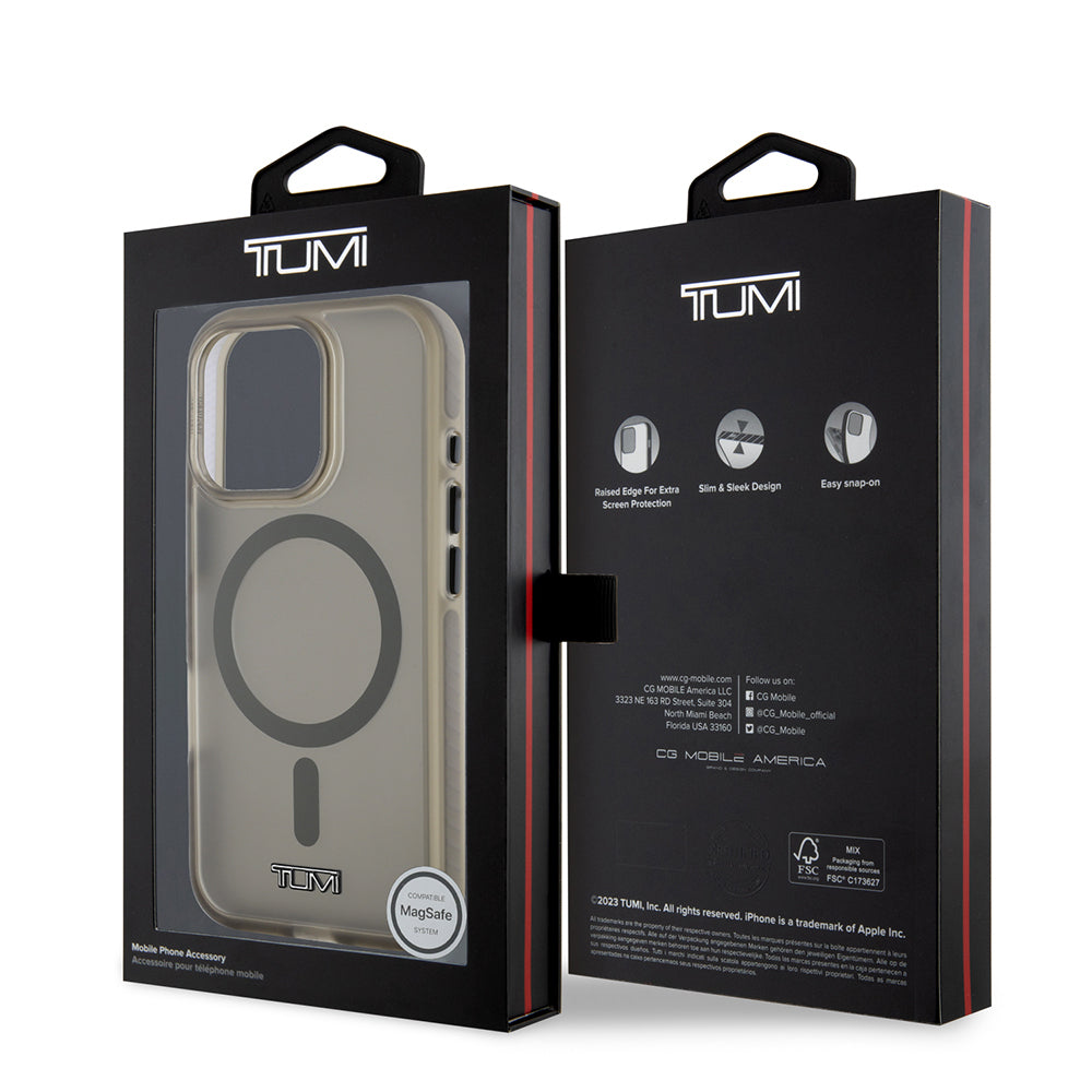 Apple iPhone 16 Pro Max Kılıf TUMI Orjinal Lisanslı Magsafe Şarj Özellikli Airbagli Buzlu Transparan Kapak Siyah