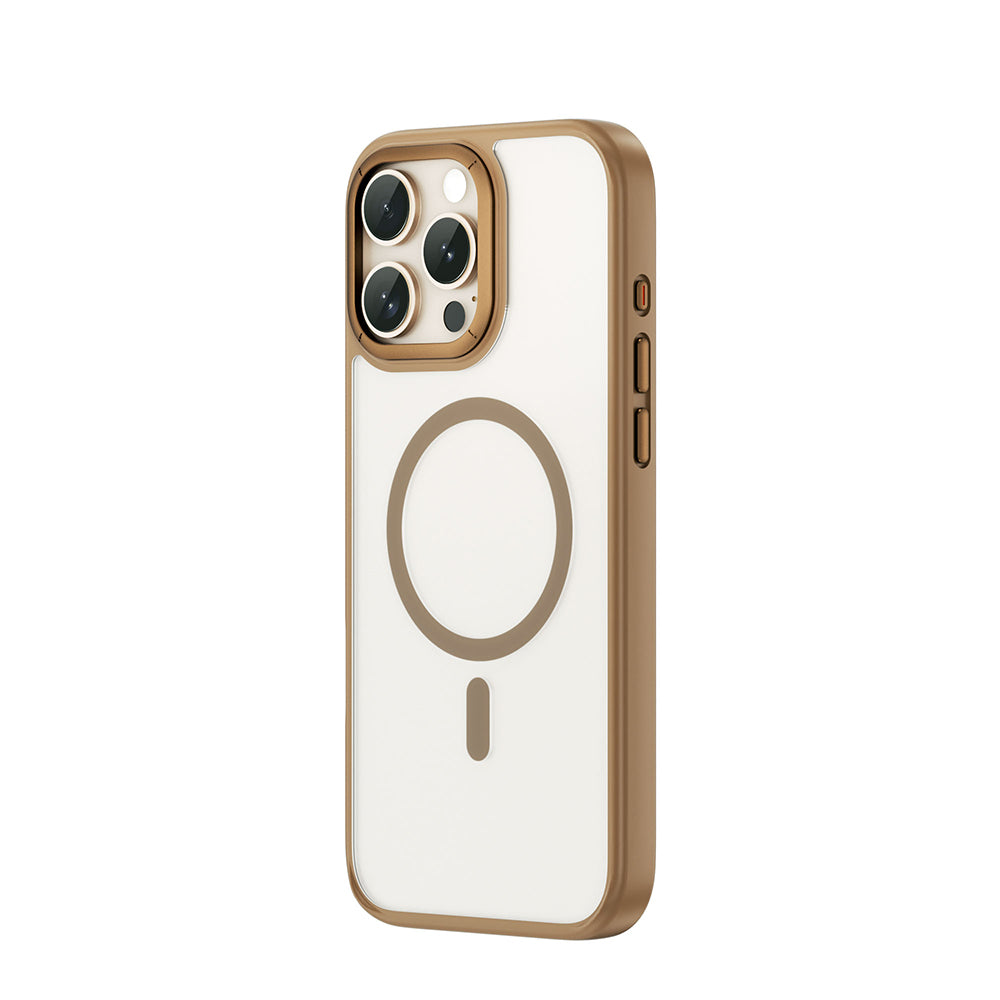 Apple iPhone 16 Pro Max Kılıf Wiwu FGG-012 ArmorPro Serisi Magsafe Şarj Özellikli Parmak İzi Bırakmayan Kılıf Gold