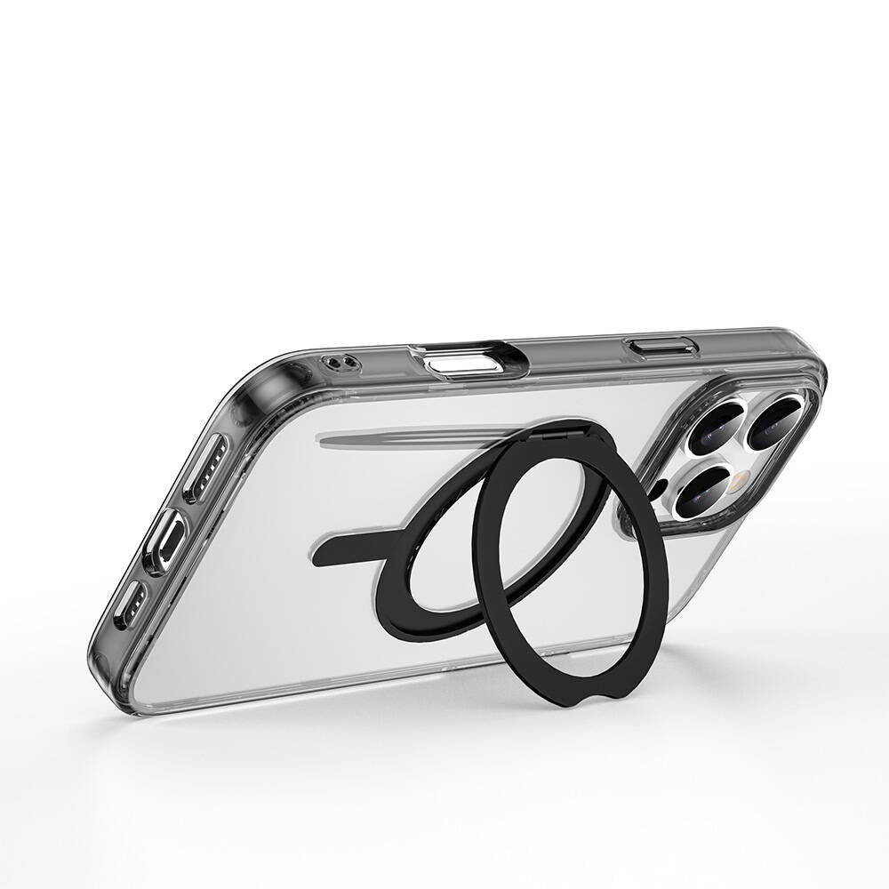 Apple iPhone 16 Pro Max Kılıf Wiwu MCC-201 iShield Ultra Serisi Magsafe Şarj Özellikli Standlı Crystal Sert PC Kapak Siyah