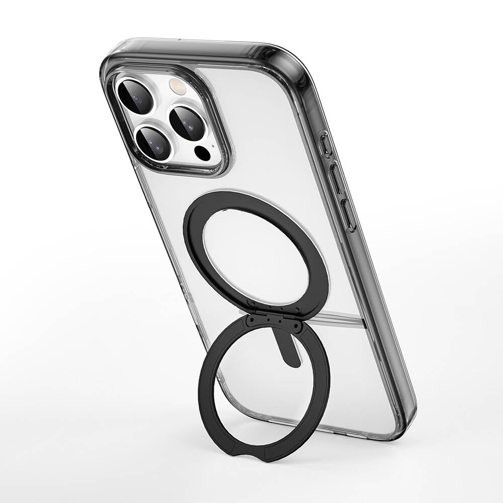 Apple iPhone 16 Pro Max Kılıf Wiwu MCC-201 iShield Ultra Serisi Magsafe Şarj Özellikli Standlı Crystal Sert PC Kapak Siyah