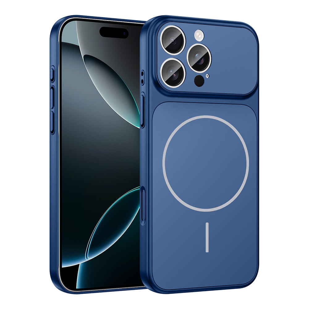 Apple iPhone 16 Pro Max Kılıf Zore M-Safe Şarj Özellikli Kamera Korumalı Formen Kapak Mavi