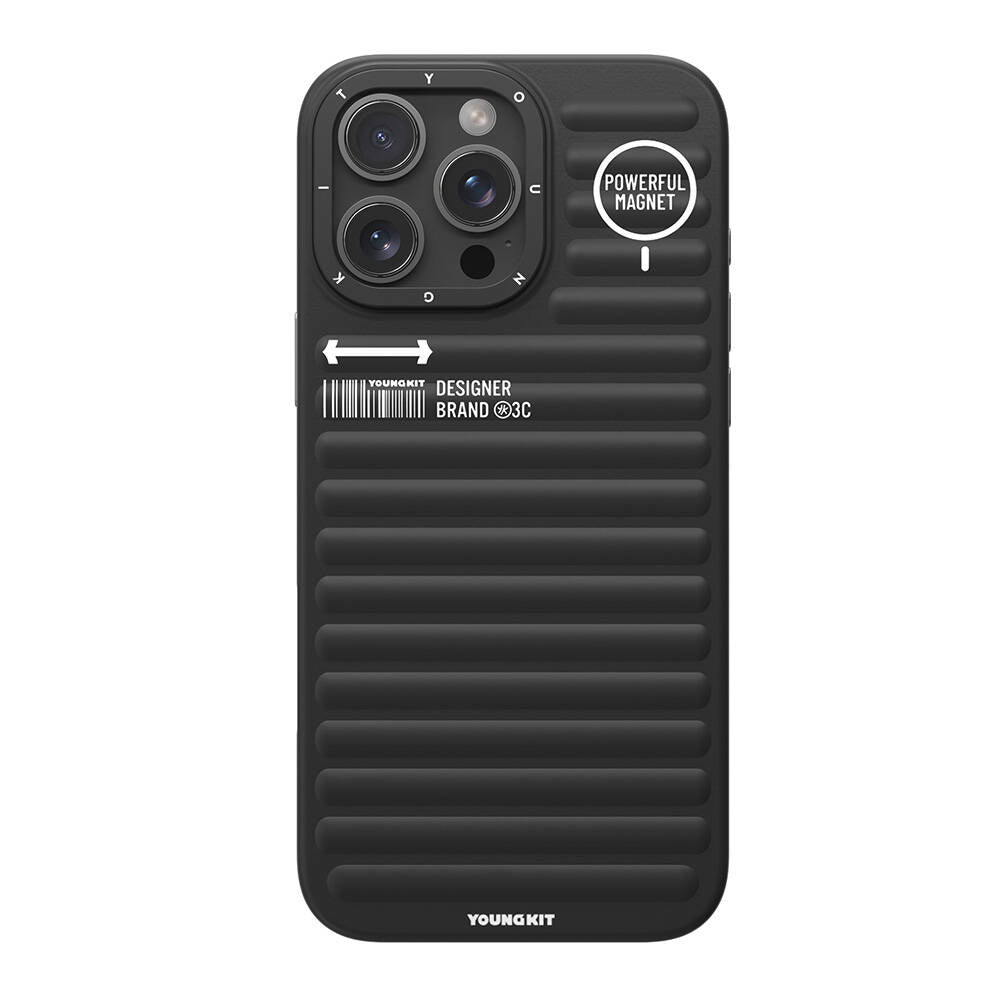 Apple iPhone 16 Pro Max Magsafe Şarj Özellikli Kılıf Mat Renkli Tasarım Youngkit Original Serisi Kapak Siyah