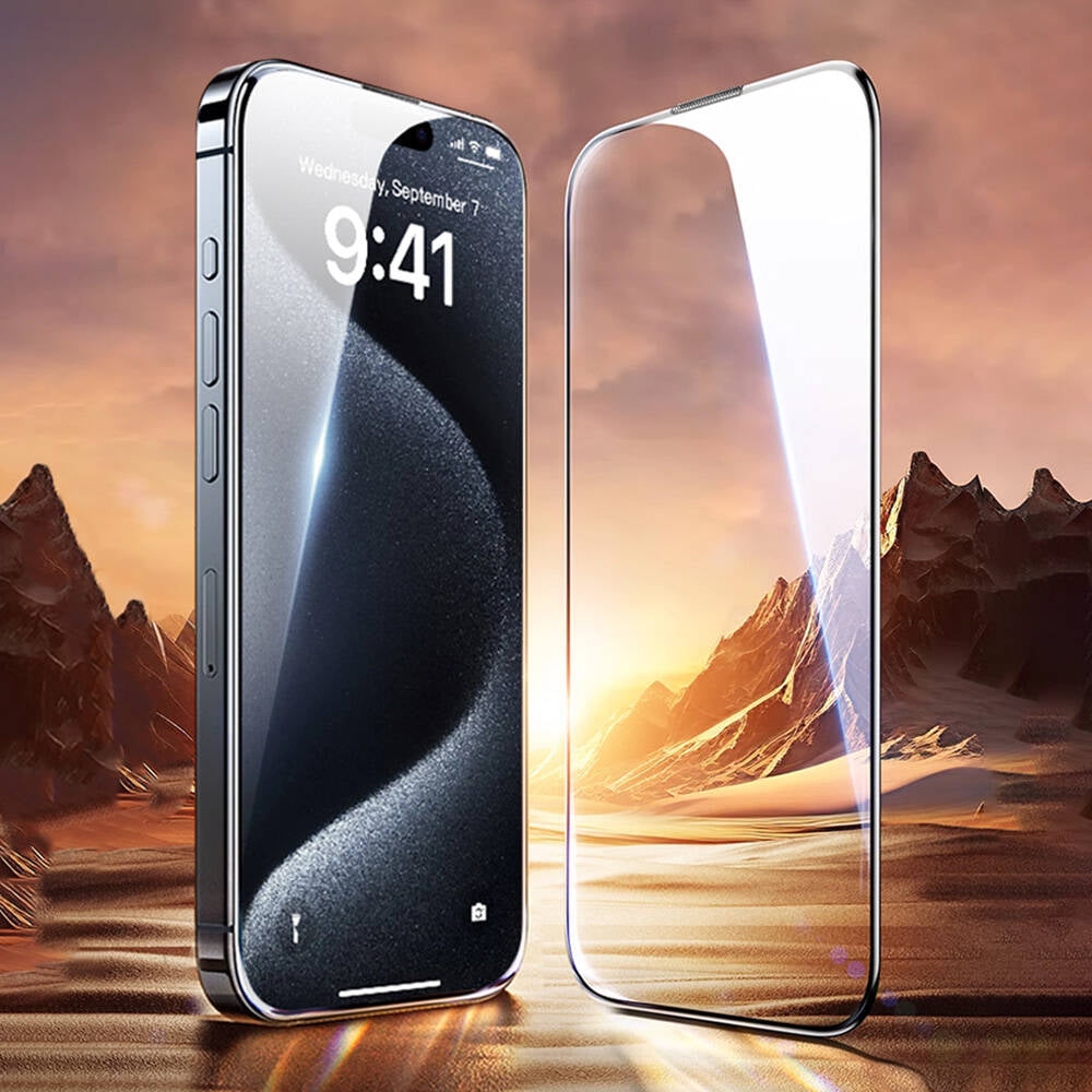 Apple iPhone 16 Pro Max Wiwu GT-008 Polimer Oleofobik Kaplama Şeffaf Pürüzsüz Temperli Cam Ekran Koruyucu 10'lu Paket Siyah